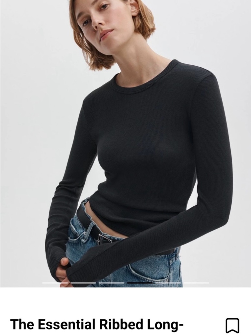 rag & bone Black Ribbed Long-Sleeve Top